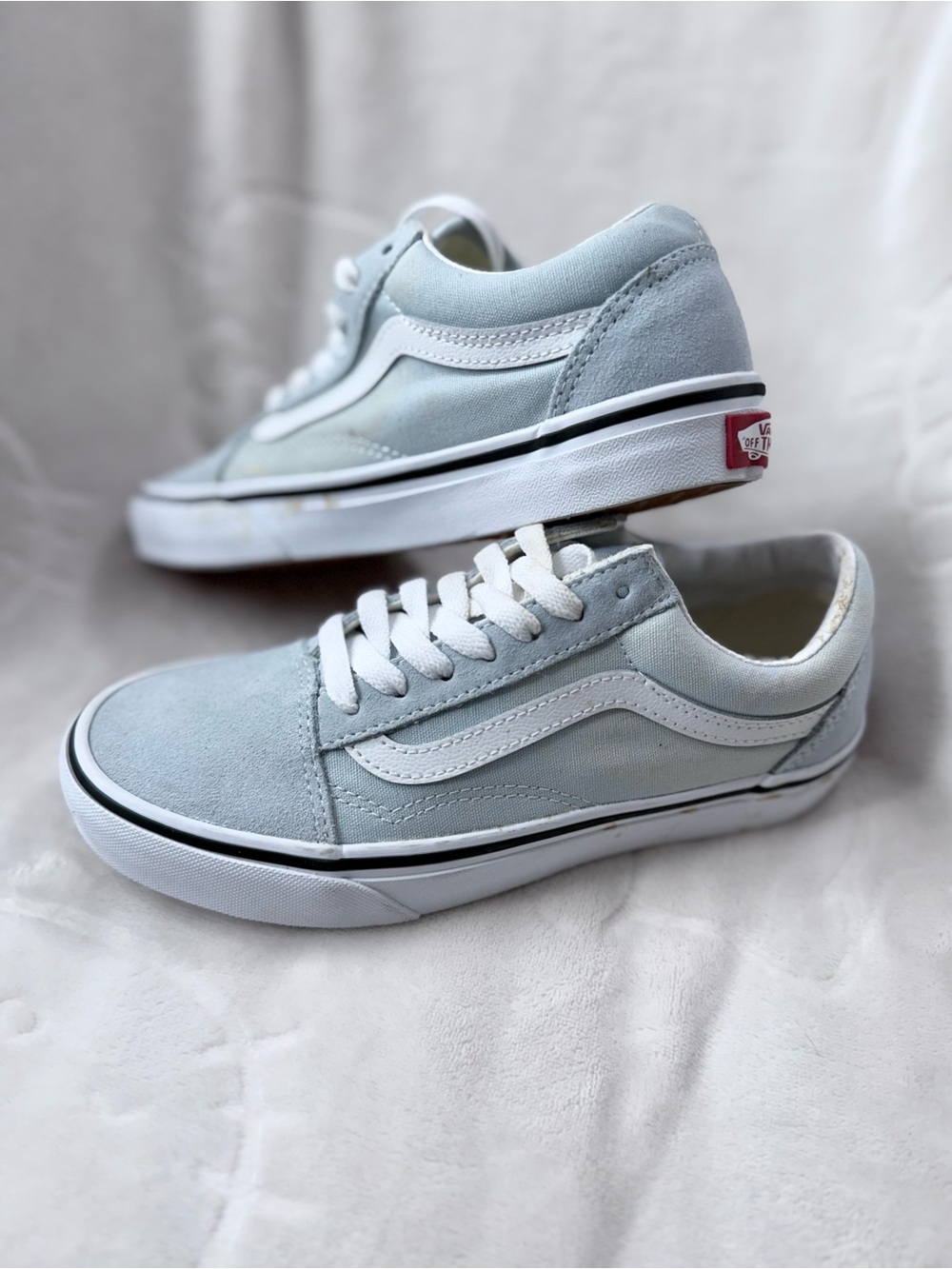 Vans Old Skool Light Blue and White Low-Top Sneakers
